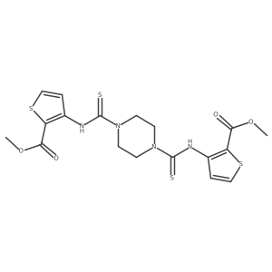 Dimethyl 3,3'-[piperazine-1,4-diylbis(carbonothioylimino)]dithiophene-2-carboxylate结构式