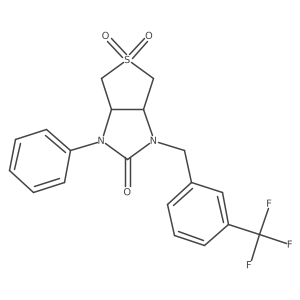 1-phenyl-3-(3-(trifluoromethyl)benzyl)tetrahydro-1H-thieno[3,4-d]imidazol-2(3H)-one 5,5-dioxide结构式