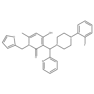 3-((4-(2-fluorophenyl)piperazin-1-yl)(pyridin-2-yl)methyl)-1-(furan-2-ylmethyl)-4-hydroxy-6-methylpyridin-2(1H)-one Structure