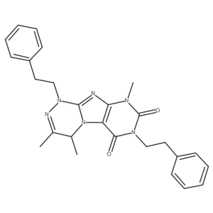 3,4,9-trimethyl-1,7-diphenethyl-7,9-dihydro-[1,2,4]triazino[3,4-f]purine-6,8(1H,4H)-dione结构式
