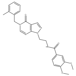 3,4-dimethoxy-N-(2-(5-(2-methylbenzyl)-4-oxo-4,5-dihydro-1H-pyrazolo[3,4-d]pyrimidin-1-yl)ethyl)benzamide结构式
