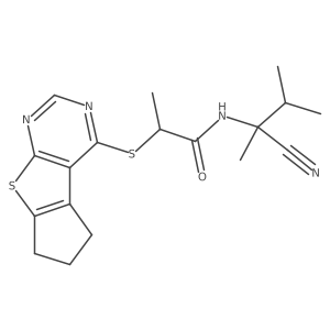 N-(1-cyano-1,2-dimethylpropyl)-2-{7-thia-9,11-diazatricyclo[6.4.0.0,2,6]dodeca-1(12),2(6),8,10-tetraen-12-ylsulfanyl}propanamide结构式