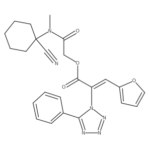 [2-[(1-Cyanocyclohexyl)-methylamino]-2-oxoethyl] (E)-3-(furan-2-yl)-2-(5-phenyltetrazol-1-yl)prop-2-enoate Structure