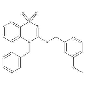 4-benzyl-3-((3-methoxybenzyl)thio)-4H-benzo[e][1,2,4]thiadiazine 1,1-dioxide Structure