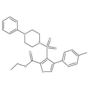 Ethyl 4-(4-methylphenyl)-3-[(4-phenylpiperazin-1-yl)sulfonyl]thiophene-2-carboxylate结构式