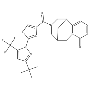 3-({2-[3-tert-butyl-5-(trifluoromethyl)-1H-pyrazol-1-yl]-1,3-thiazol-4-yl}carbonyl)-1,2,3,4,5,6-hexahydro-8H-1,5-methanopyrido[1,2-a][1,5]diazocin-8-one结构式