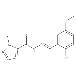 1-Methyl-1H-pyrazole-5-carboxylic acid 2-[(2-hydroxy-5-methoxyphenyl)methylene]hydrazide结构式
