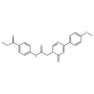 Methyl 4-{2-[4-(4-methoxyphenyl)-6-oxo-1,6-dihydropyrimidin-1-yl]acetamido}benzoate Structure