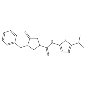 1-benzyl-5-oxo-N-[(2E)-5-(propan-2-yl)-1,3,4-thiadiazol-2(3H)-ylidene]pyrrolidine-3-carboxamide结构式