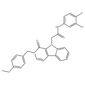 N-(3-chloro-4-fluorophenyl)-2-(3-(4-methoxybenzyl)-4-oxo-3H-pyrimido[5,4-b]indol-5(4H)-yl)acetamide结构式