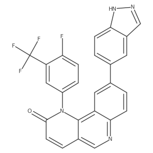 1-(4-fluoro-3-(trifluoromethyl)phenyl)-9-(1H-indazol-5-yl)benzo[h][1,6]naphthyridin-2(1H)-one Structure
