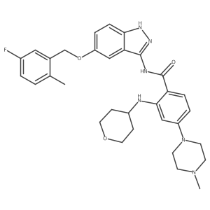 N-[5-[(5-fluoro-2-methylphenyl)methoxy]-1H-indazol-3-yl]-4-(4-methylpiperazin-1-yl)-2-(oxan-4-ylamino)benzamide结构式