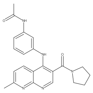N-(3-((7-methyl-3-(pyrrolidine-1-carbonyl)-1,8-naphthyridin-4-yl)amino)phenyl)acetamide Structure