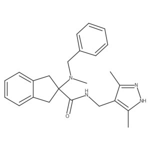 2-[benzyl(methyl)amino]-N-[(3,5-dimethyl-1H-pyrazol-4-yl)methyl]-1,3-dihydroindene-2-carboxamide结构式