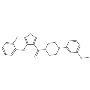 (5-((2-fluorophenyl)amino)-1H-1,2,3-triazol-4-yl)(4-(3-methoxyphenyl)piperazin-1-yl)methanone结构式