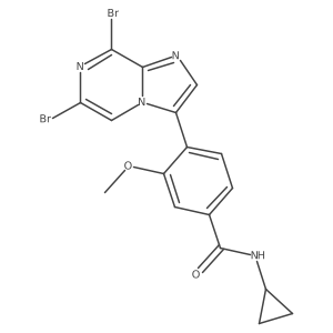 N-cyclopropyl-4-(6,8-dibromoimidazo[1,2-a]pyrazin-3-yl)-3-methoxybenzamide结构式