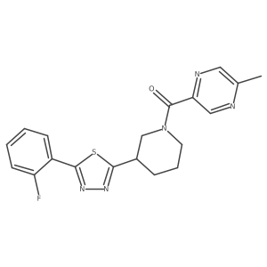[3-[5-(2-fluorophenyl)-1,3,4-thiadiazol-2-yl]-1-piperidyl]-(5-methylpyrazin-2-yl)methanone结构式