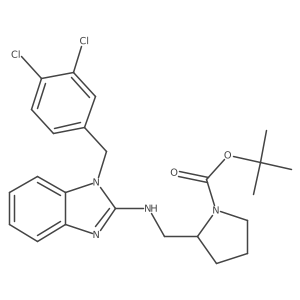 tert-Butyl 2-(((1-(3,4-dichlorobenzyl)-1H-benzo[d]imidazol-2-yl)amino)methyl)pyrrolidine-1-carboxylate Structure
