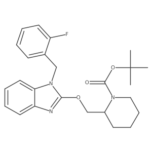 tert-Butyl 2-(((1-(2-fluorobenzyl)-1H-benzo[d]imidazol-2-yl)oxy)methyl)piperidine-1-carboxylate结构式
