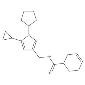 N-((1-cyclopentyl-5-cyclopropyl-1H-pyrazol-3-yl)methyl)cyclohex-3-enecarboxamide Structure