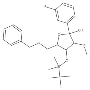 (2S,3R,4R,5R)-5-(benzyloxymethyl)-4-[tert-butyl(dimethyl)silyl]oxy-2-(3-fluorophenyl)-3-methoxy-tetrahydrofuran-2-ol Structure