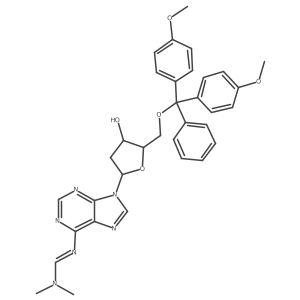 N'-[9-[(2R,4S,5R)-5-[[bis(4-methoxyphenyl)-phenylmethoxy]methyl]-4-hydroxyoxolan-2-yl]purin-6-yl]-N,N-dimethylmethanimidamide Structure