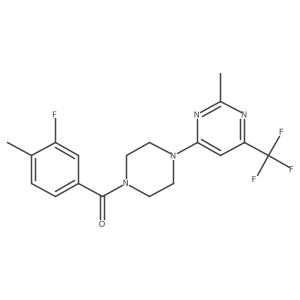 4-[4-(3-Fluoro-4-methylbenzoyl)piperazin-1-yl]-2-methyl-6-(trifluoromethyl)pyrimidine Structure