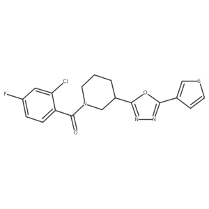 (2-Chloro-4-fluorophenyl)(3-(5-(thiophen-3-yl)-1,3,4-oxadiazol-2-yl)piperidin-1-yl)methanone Structure