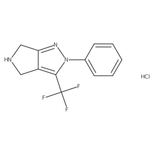 2-Phenyl-3-(trifluoromethyl)-5,6-dihydro-4H-pyrrolo[3,4-c]pyrazole hydrochloride结构式
