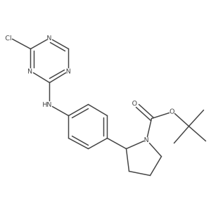 (R)-tert-butyl 2-(4-((4-chloro-1,3,5-triazin-2-yl)amino)phenyl)pyrrolidine-1-carboxylate结构式