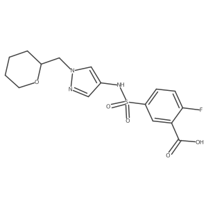 2-fluoro-5-(N-(1-((tetrahydro-2H-pyran-2-yl)methyl)-1H-pyrazol-4-yl)sulfamoyl)benzoic acid结构式