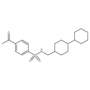 4-acetyl-N-((1-(tetrahydro-2H-thiopyran-4-yl)piperidin-4-yl)methyl)benzenesulfonamide结构式