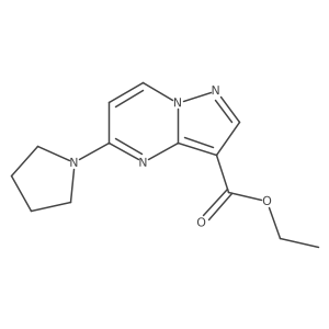Pyrazolo[1,5-a]pyrimidine-3-carboxylic acid, 5-(1-pyrrolidinyl)-, ethyl ester结构式