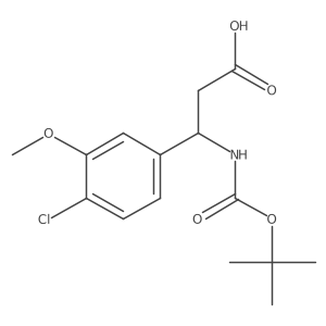 (S)-3-((tert-Butoxycarbonyl)amino)-3-(4-chloro-3-methoxyphenyl)propanoic acid结构式