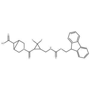 (1R,5S)-3-{3-[({[(9H-fluoren-9-yl)methoxy]carbonyl}amino)methyl]-2,2-difluorocyclopropanecarbonyl}-3-azabicyclo[3.1.0]hexane-6-carboxylic acid结构式