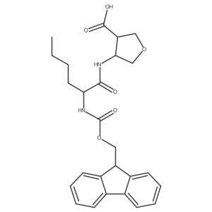 4-[2-({[(9H-fluoren-9-yl)methoxy]carbonyl}amino)hexanamido]oxolane-3-carboxylic acid Structure