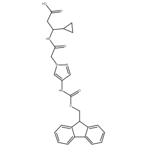 3-cyclopropyl-3-{2-[4-({[(9H-fluoren-9-yl)methoxy]carbonyl}amino)-1H-pyrazol-1-yl]acetamido}propanoic acid结构式