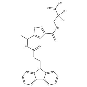 3-({2-[1-({[(9H-fluoren-9-yl)methoxy]carbonyl}amino)ethyl]-1,3-thiazol-4-yl}formamido)-2-hydroxy-2-methylpropanoic acid结构式