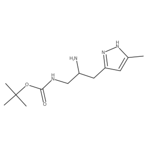 tert-butyl N-[2-amino-3-(5-methyl-1H-pyrazol-3-yl)propyl]carbamate结构式