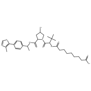9-[[(1S)-1-[(2S,4R)-4-hydroxy-2-[[(1S)-1-[4-(4-methylthiazol-5-yl)phenyl]ethyl]carbamoyl]pyrrolidine-1-carbonyl]-2,2-dimethyl-propyl]amino]-9-oxo-nonanoic acid结构式