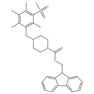 (9H-fluoren-9-yl)methyl 4-{[3-(fluorosulfonyl)-5-iodo-2,4,6-trimethylphenyl]methyl}piperazine-1-carboxylate结构式
