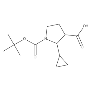 (2R,3S)-2-Cyclopropyl-1-[(2-methylpropan-2-yl)oxycarbonyl]pyrrolidine-3-carboxylic acid结构式