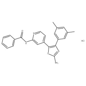 n-[4-[2-Amino-4-(3,5-dimethylphenyl)-1,3-thiazol-5-yl]-2-pyridyl]benzamide hydrochloride结构式