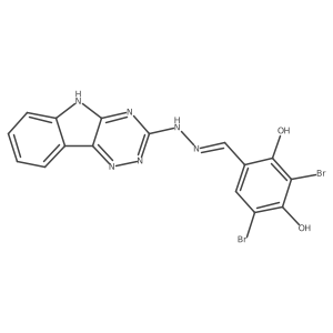 2,4-dibromo-6-[(5H-[1,2,4]triazino[5,6-b]indol-3-ylhydrazinylidene)methyl]benzene-1,3-diol Structure