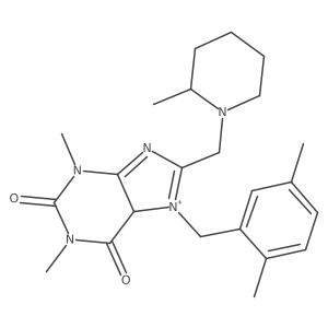 7-[(2,5-dimethylphenyl)methyl]-1,3-dimethyl-8-[(2-methylpiperidin-1-yl)methyl]-5H-purin-7-ium-2,6-dione结构式