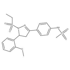 N-(4-(1-(ethylsulfonyl)-5-(2-methoxyphenyl)-4,5-dihydro-1H-pyrazol-3-yl)phenyl)methanesulfonamide结构式