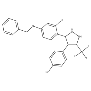 2-[4-(4-Bromophenyl)-5-(trifluoromethyl)pyrazolidin-3-yl]-5-phenylmethoxyphenol Structure