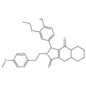 1-(3-ethoxy-4-hydroxyphenyl)-2-[2-(4-methoxyphenyl)ethyl]-4a,5,6,7,8,8a-hexahydro-1H-chromeno[2,3-c]pyrrole-3,9-dione结构式