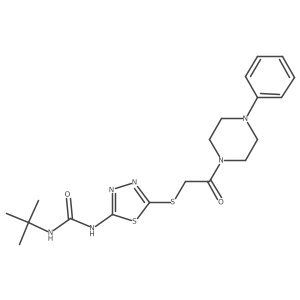 1-(Tert-butyl)-3-(5-((2-oxo-2-(4-phenylpiperazin-1-yl)ethyl)thio)-1,3,4-thiadiazol-2-yl)urea结构式
