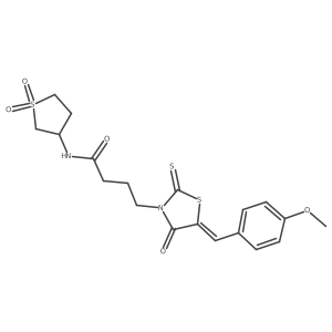 N-(1,1-dioxidotetrahydrothiophen-3-yl)-4-[(5Z)-5-(4-methoxybenzylidene)-4-oxo-2-thioxo-1,3-thiazolidin-3-yl]butanamide结构式